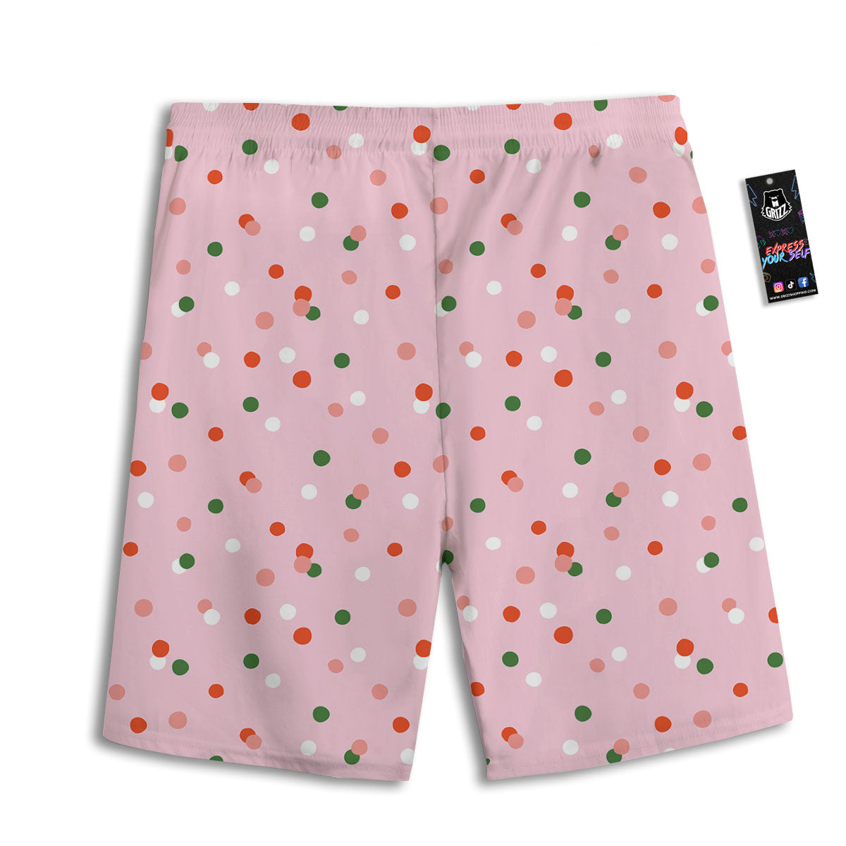 Polka Dot Merry Christmas Print Pattern Men's Athletic Shorts