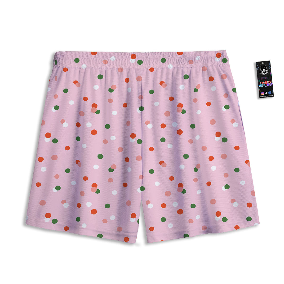 Polka Dot Merry Christmas Print Pattern Mesh Shorts