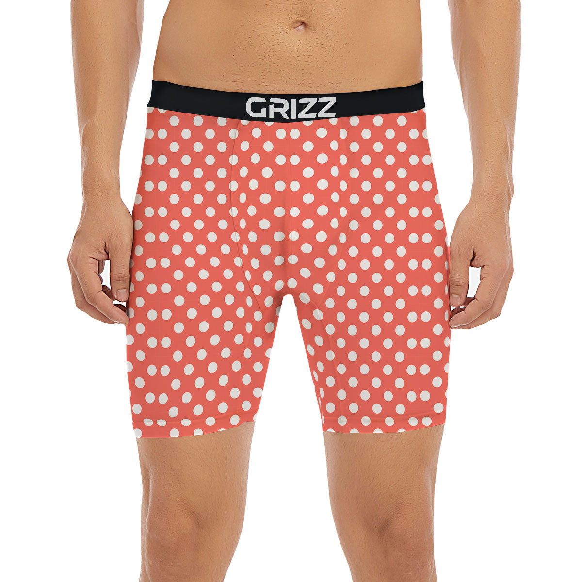 Polka Dot Pastel Red And White Print Boxer Briefs-grizzshop