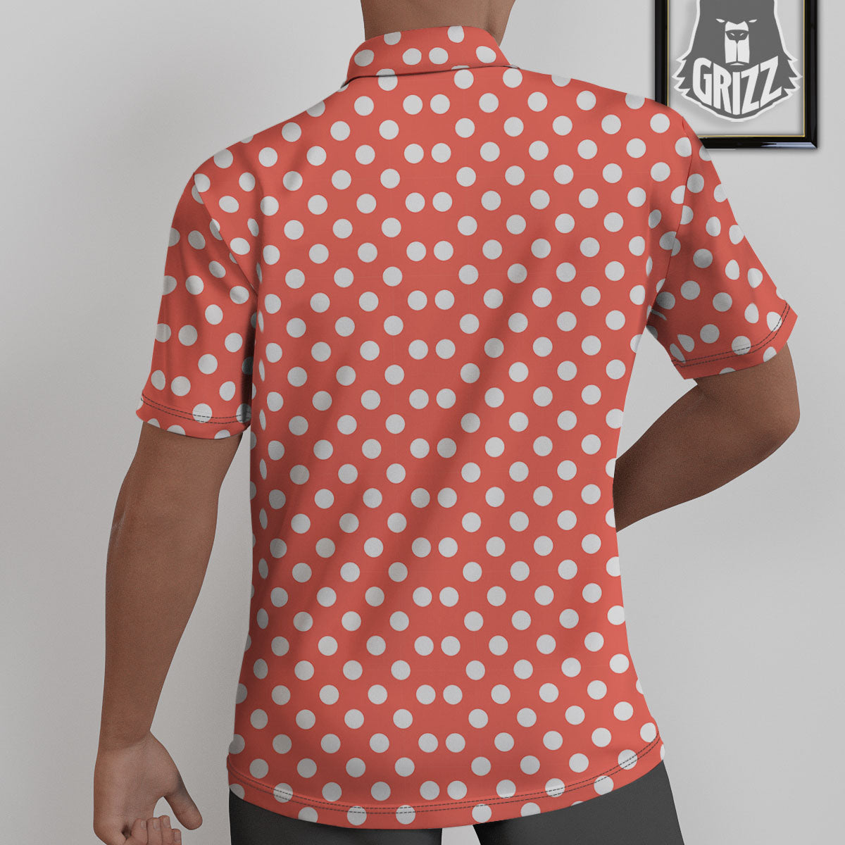 Polka Dot Pastel Red And White Print Untucked Shirts-grizzshop