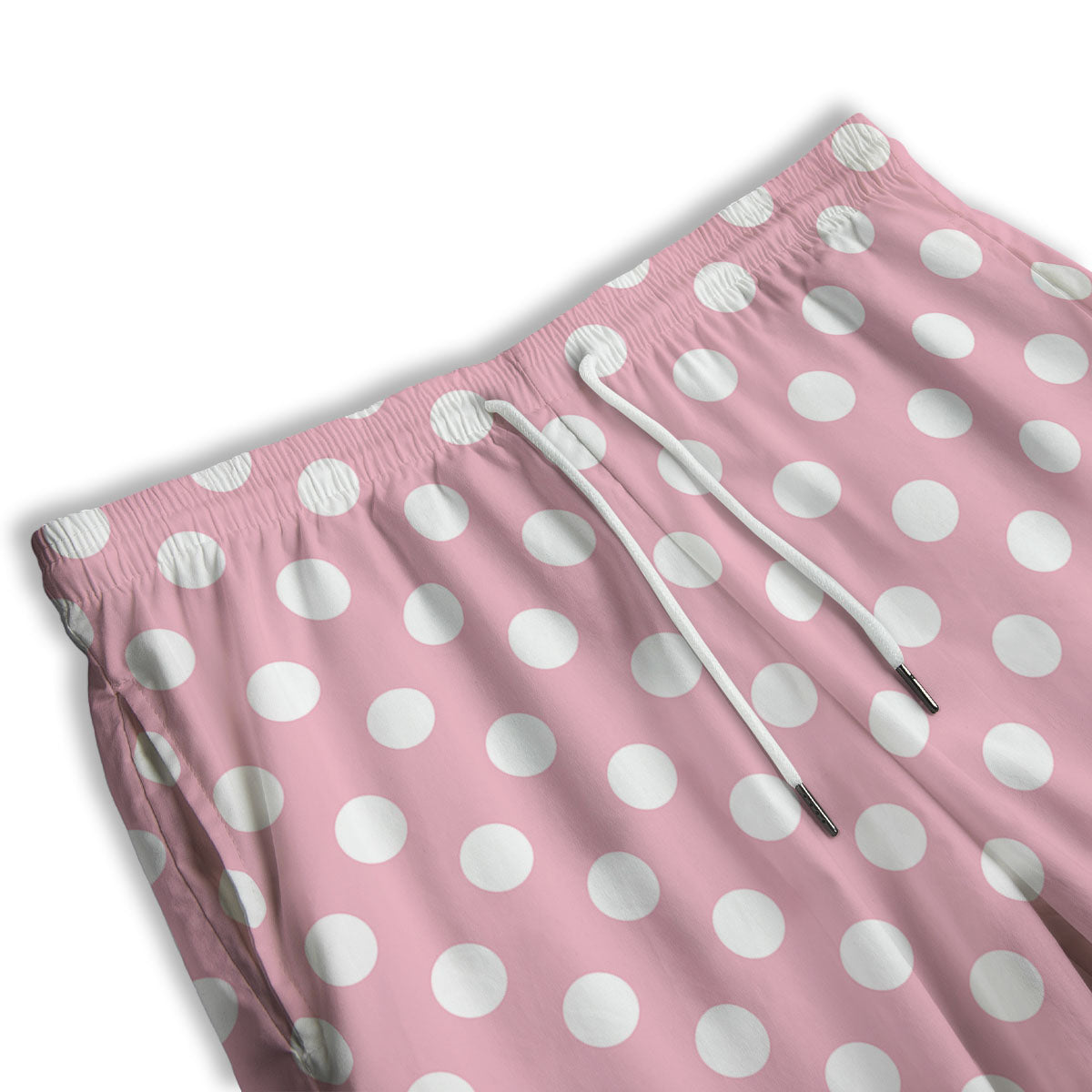 Polka Dot Pink And White Print Men's Athletic Shorts