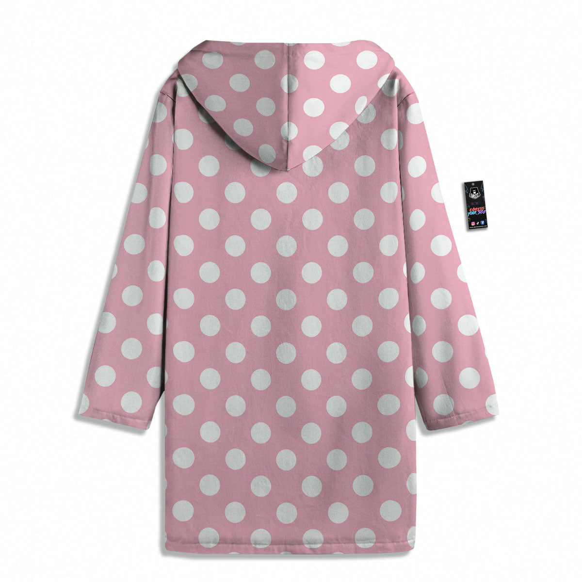 Polka Dot Pink And White Print Men's Windbreaker Jacket-grizzshop