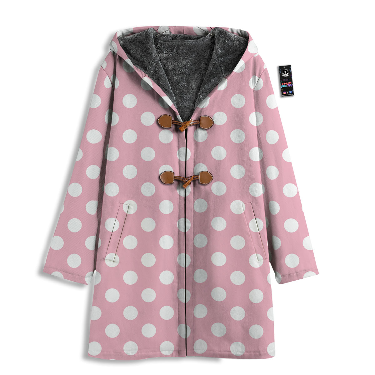 Polka Dot Pink And White Print Men's Windbreaker Jacket-grizzshop