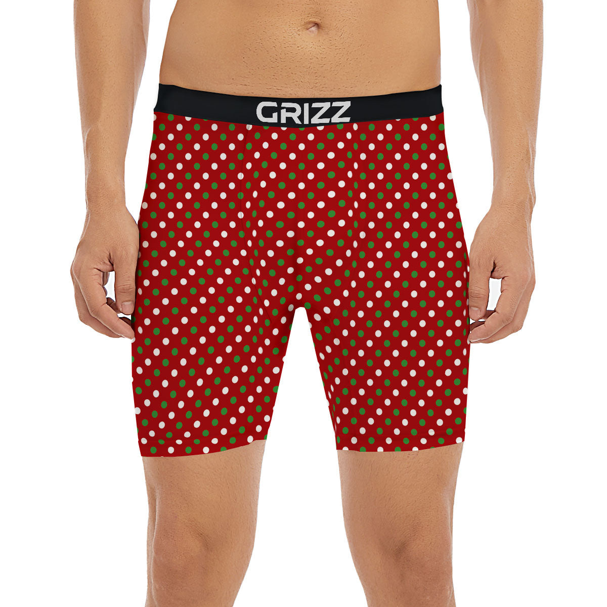 Polka Dot Red And Green Print Pattern Boxer Briefs-grizzshop