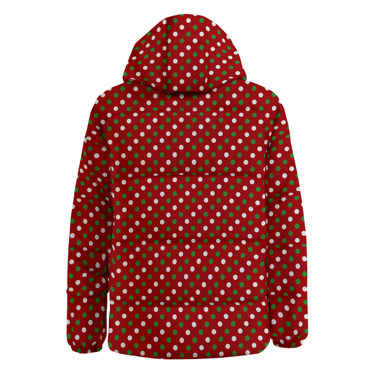 Polka Dot Red And Green Print Pattern Down Jacket-grizzshop