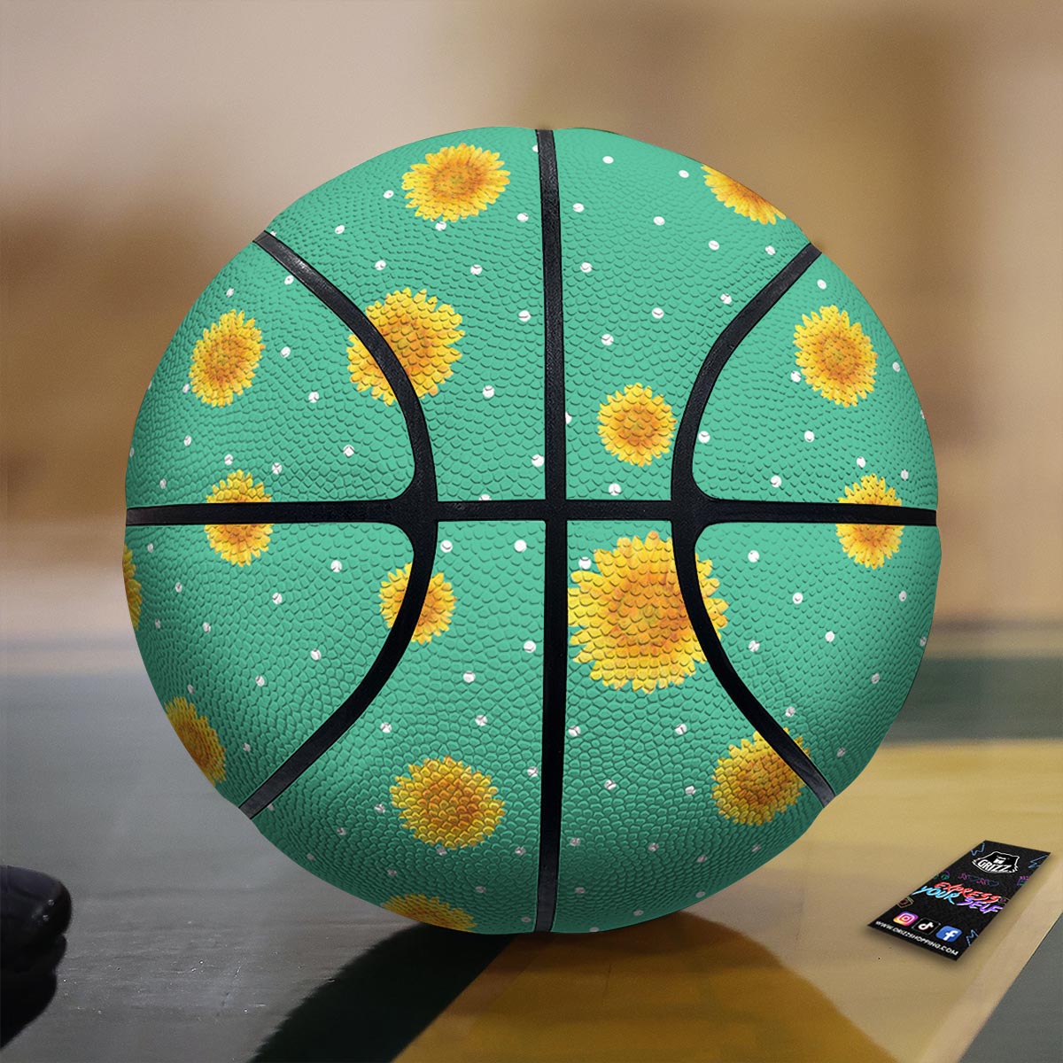 Polka Dot Sunflower Print Pattern Basketball
