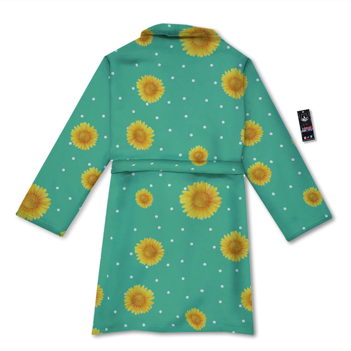 Polka Dot Sunflower Print Pattern Bathrobe-grizzshop