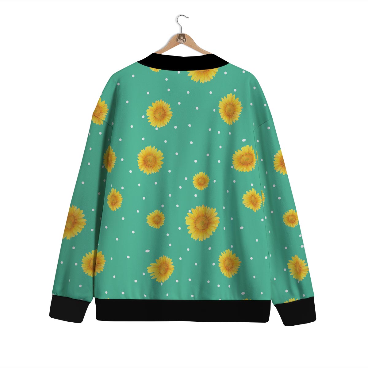 Polka Dot Sunflower Print Pattern Cardigan-grizzshop