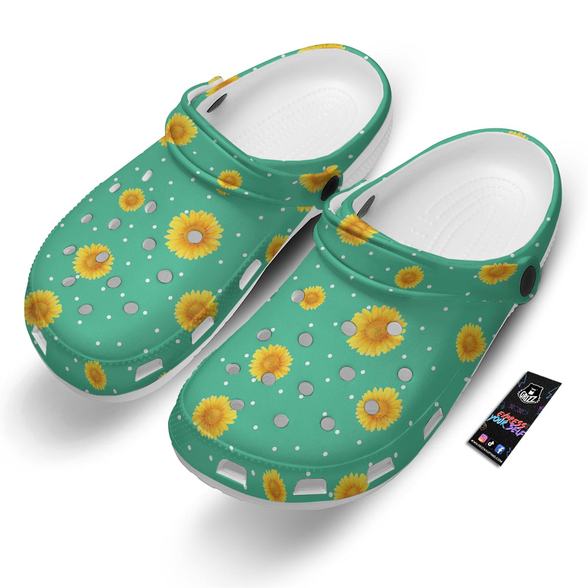 Polka Dot Sunflower Print Pattern Clog-grizzshop