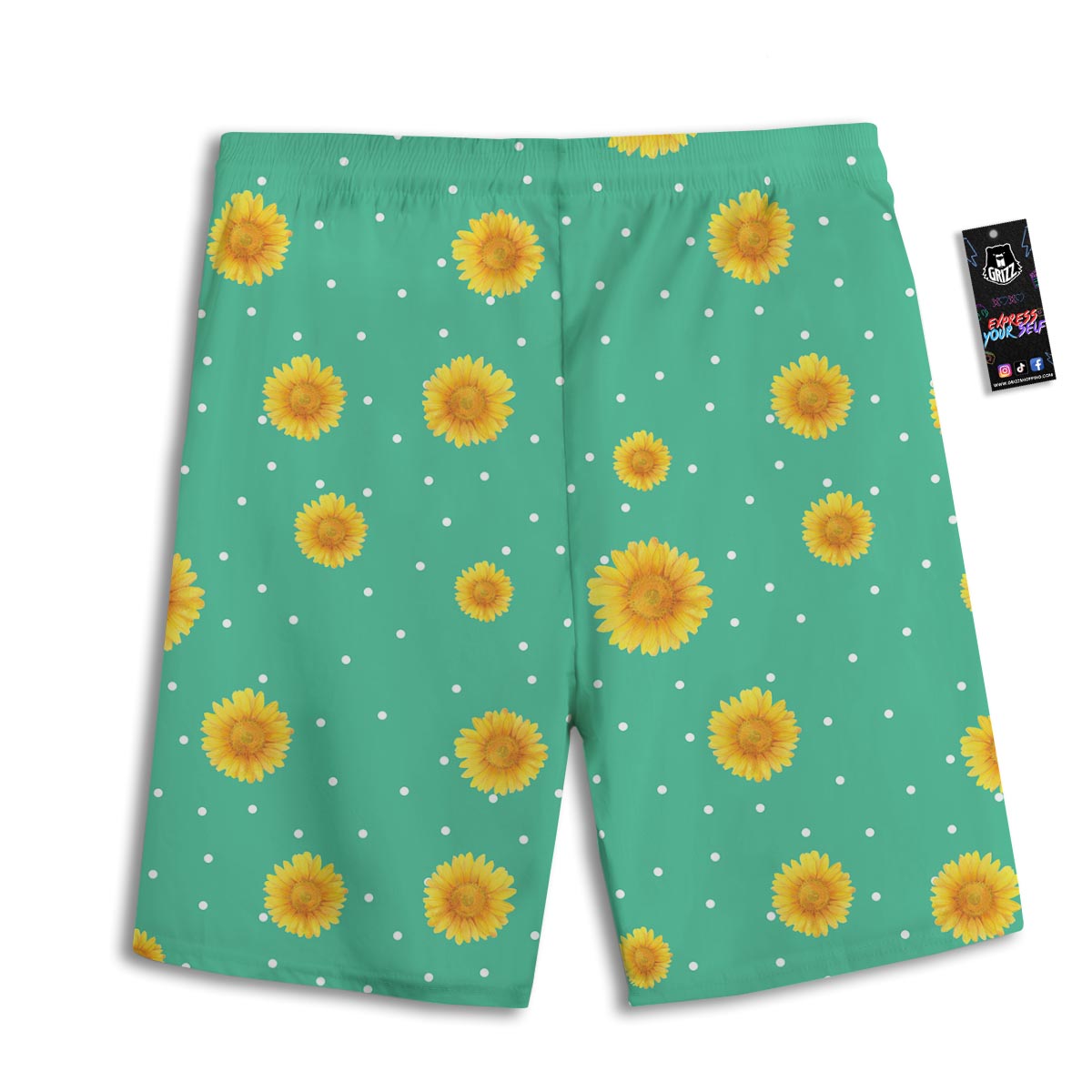 Polka Dot Sunflower Print Pattern Men's Athletic Shorts