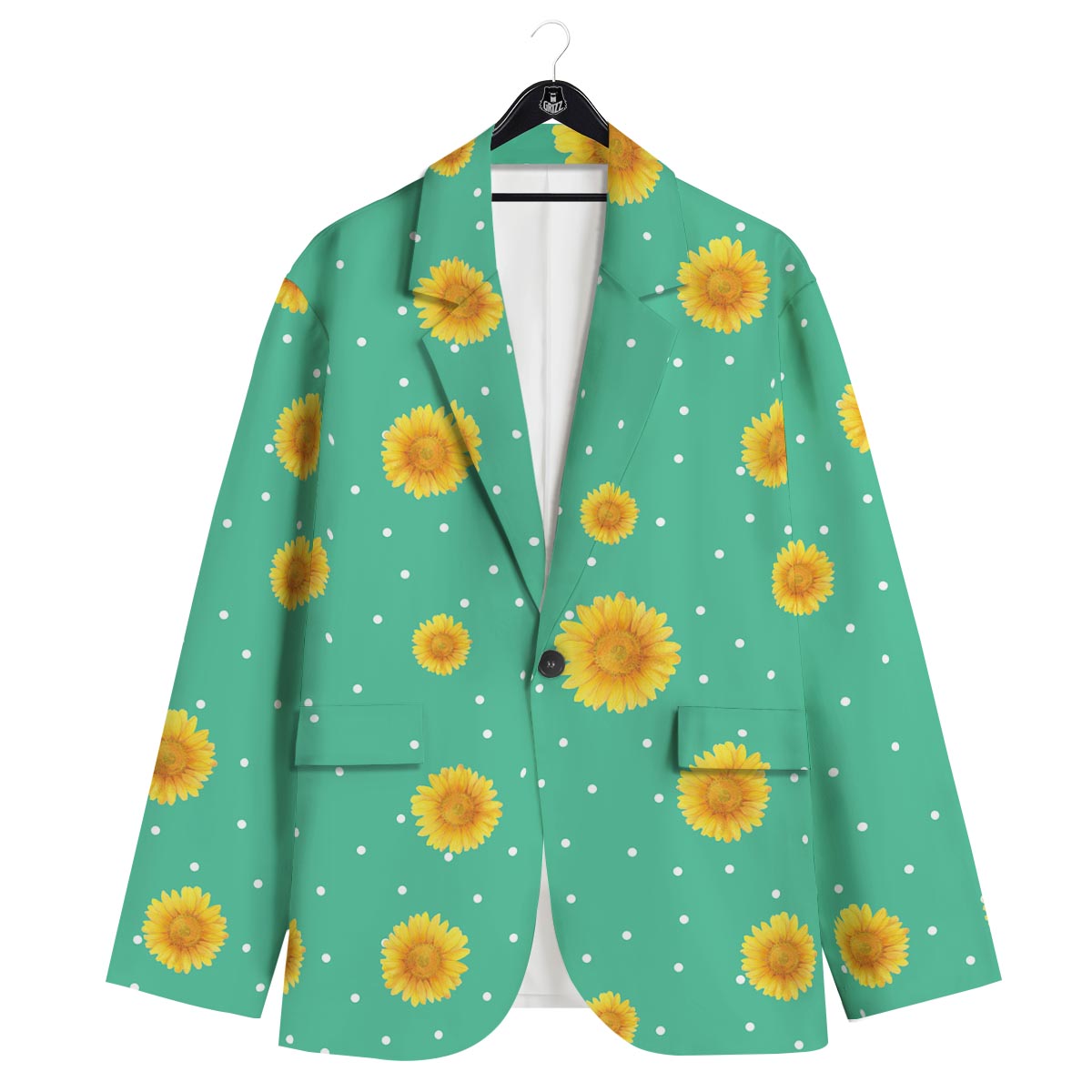 Polka Dot Sunflower Print Pattern Men's Sport Coat-grizzshop
