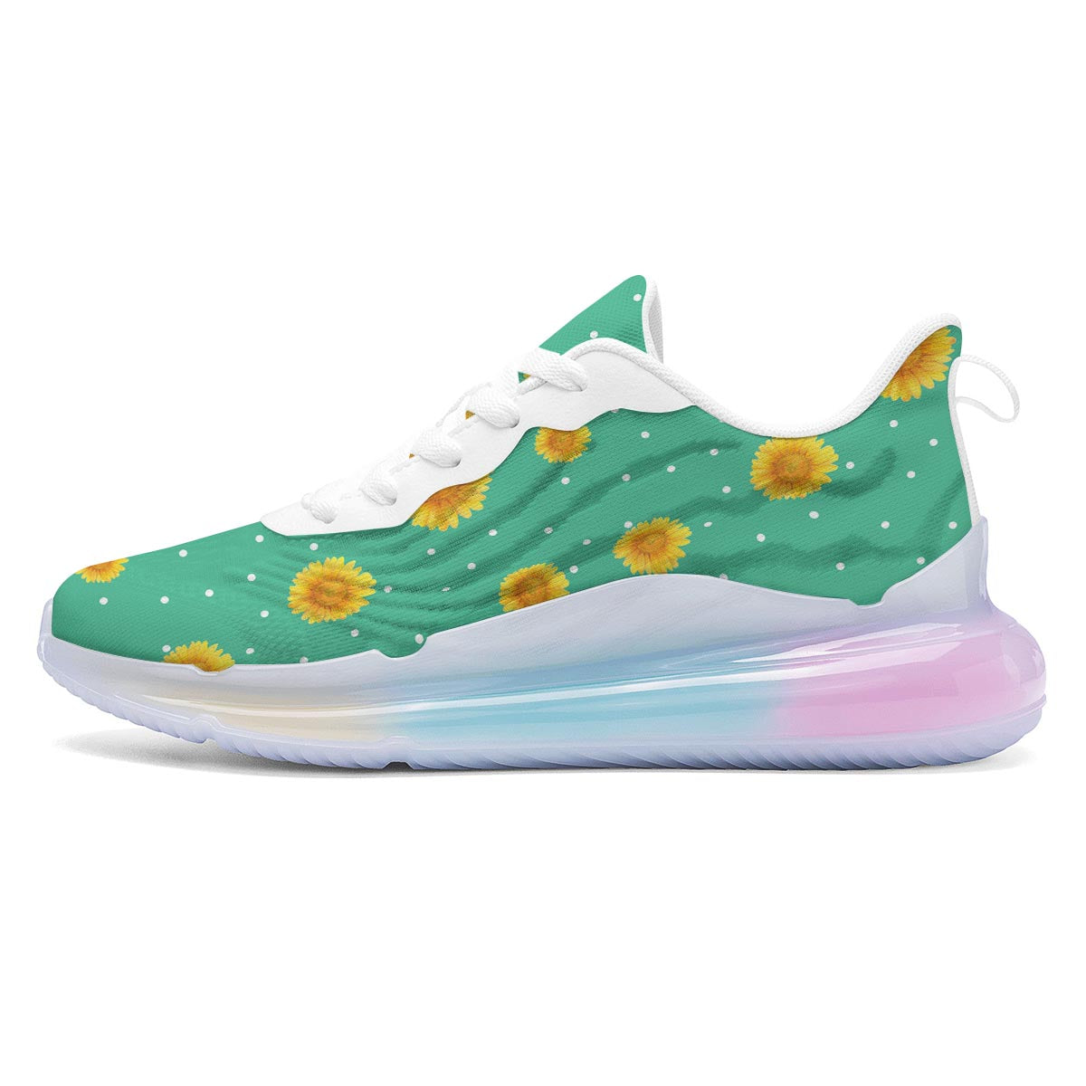 Polka Dot Sunflower Print Pattern Running Sneakers-grizzshop