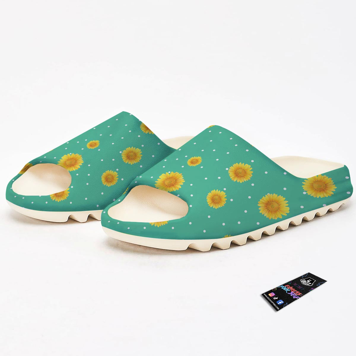 Polka Dot Sunflower Print Pattern Sandals-grizzshop
