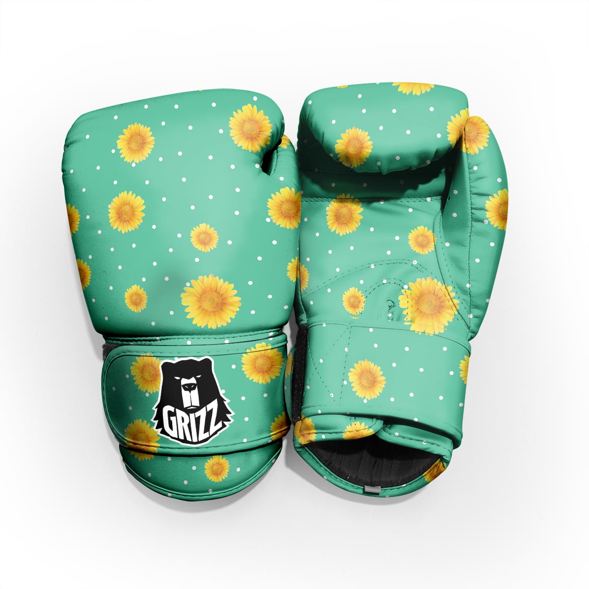 Polka Dot Sunflower Print Pattern Pro Boxing Glove