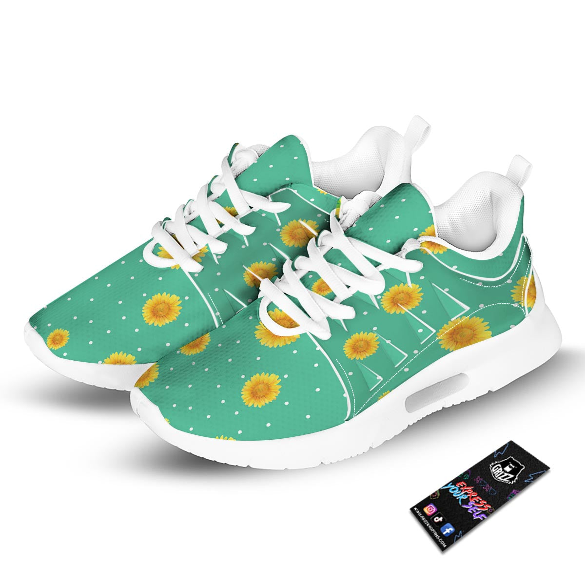 Polka Dot Sunflower Print Pattern Tennis Shoes-grizzshop