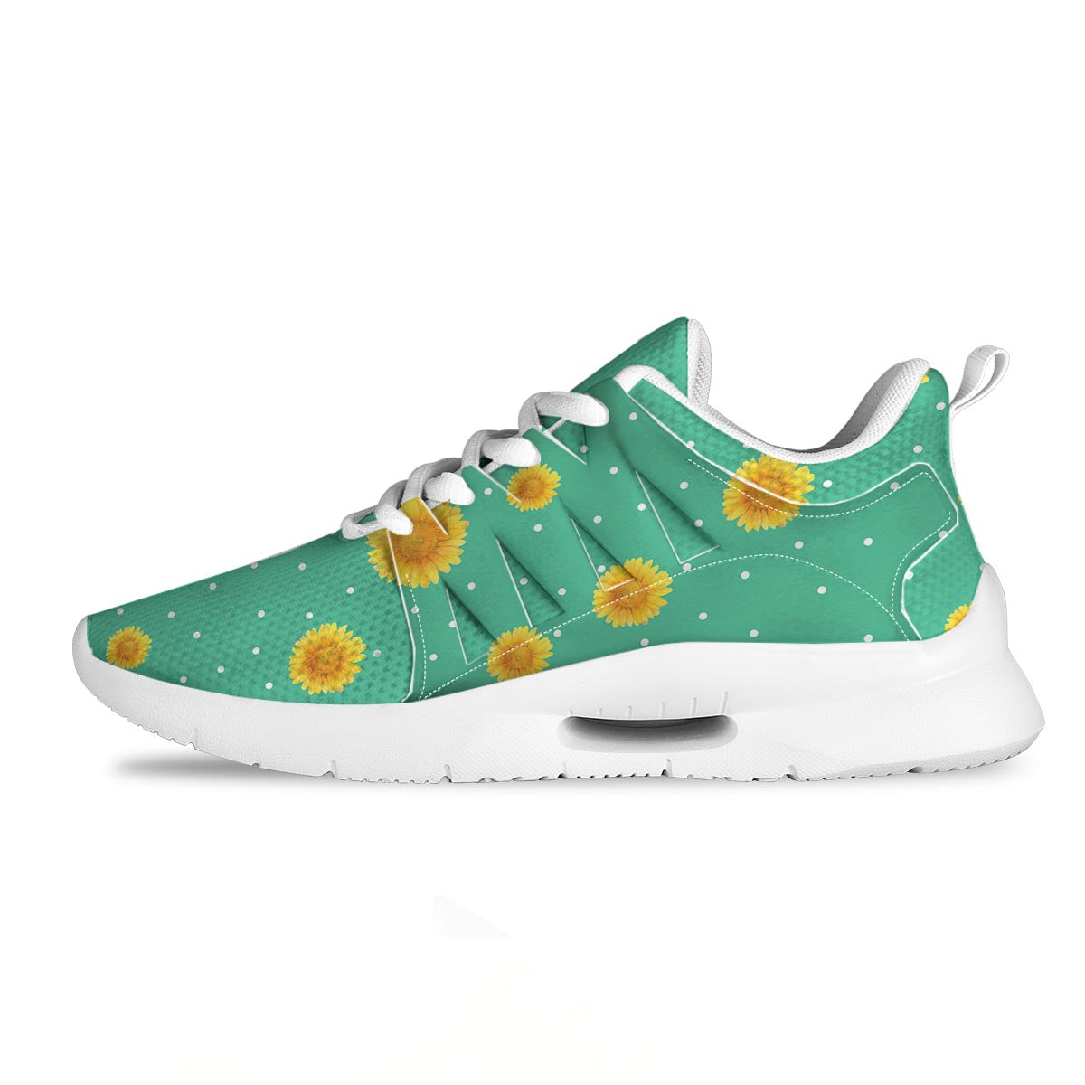 Polka Dot Sunflower Print Pattern Tennis Shoes-grizzshop
