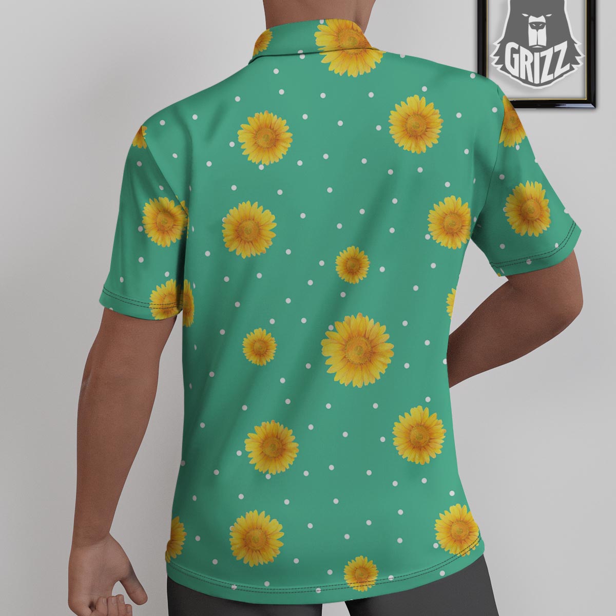 Polka Dot Sunflower Print Pattern Untucked Shirts-grizzshop