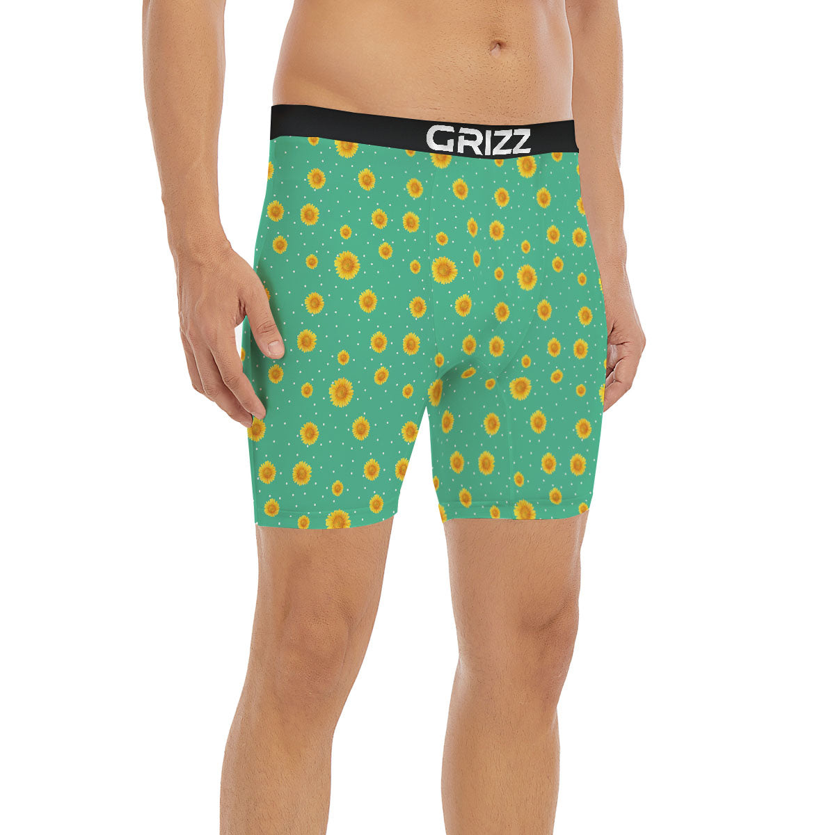 Polka Dot Sunflower Watercolor Print Pattern Boxer Briefs-grizzshop