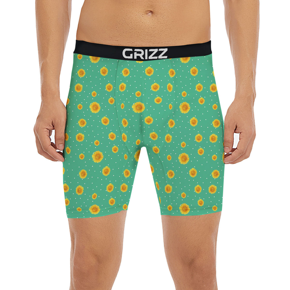 Polka Dot Sunflower Watercolor Print Pattern Boxer Briefs-grizzshop