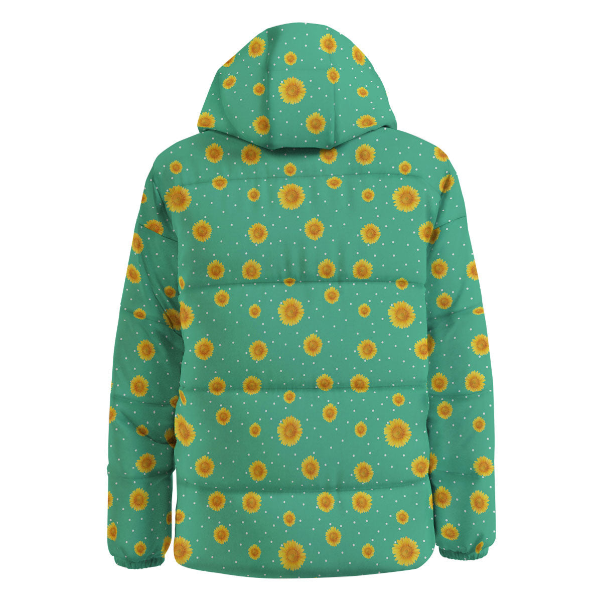 Polka Dot Sunflower Watercolor Print Pattern Down Jacket-grizzshop