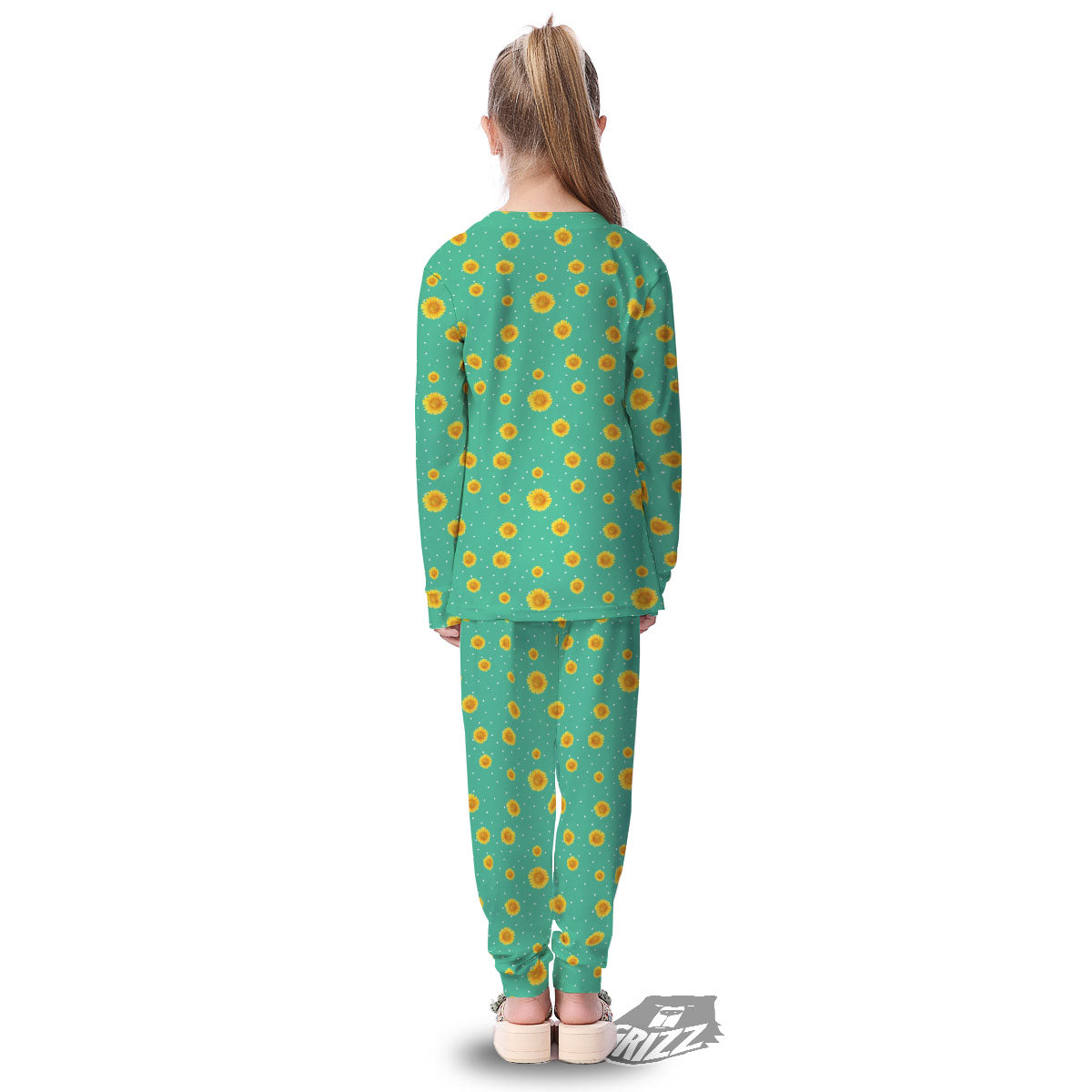 Polka Dot Sunflower Watercolor Print Pattern Kid's Pajamas-grizzshop