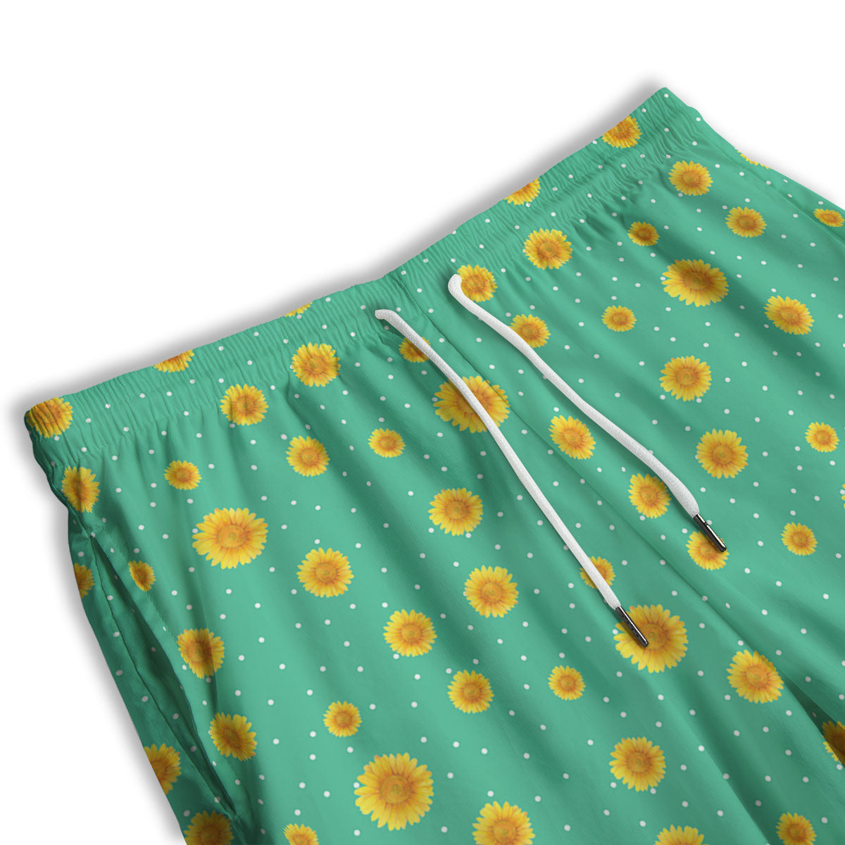 Polka Dot Sunflower Watercolor Print Pattern Men's Athletic Shorts