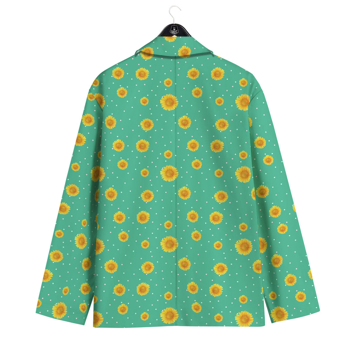 Polka Dot Sunflower Watercolor Print Pattern Men's Sport Coat-grizzshop