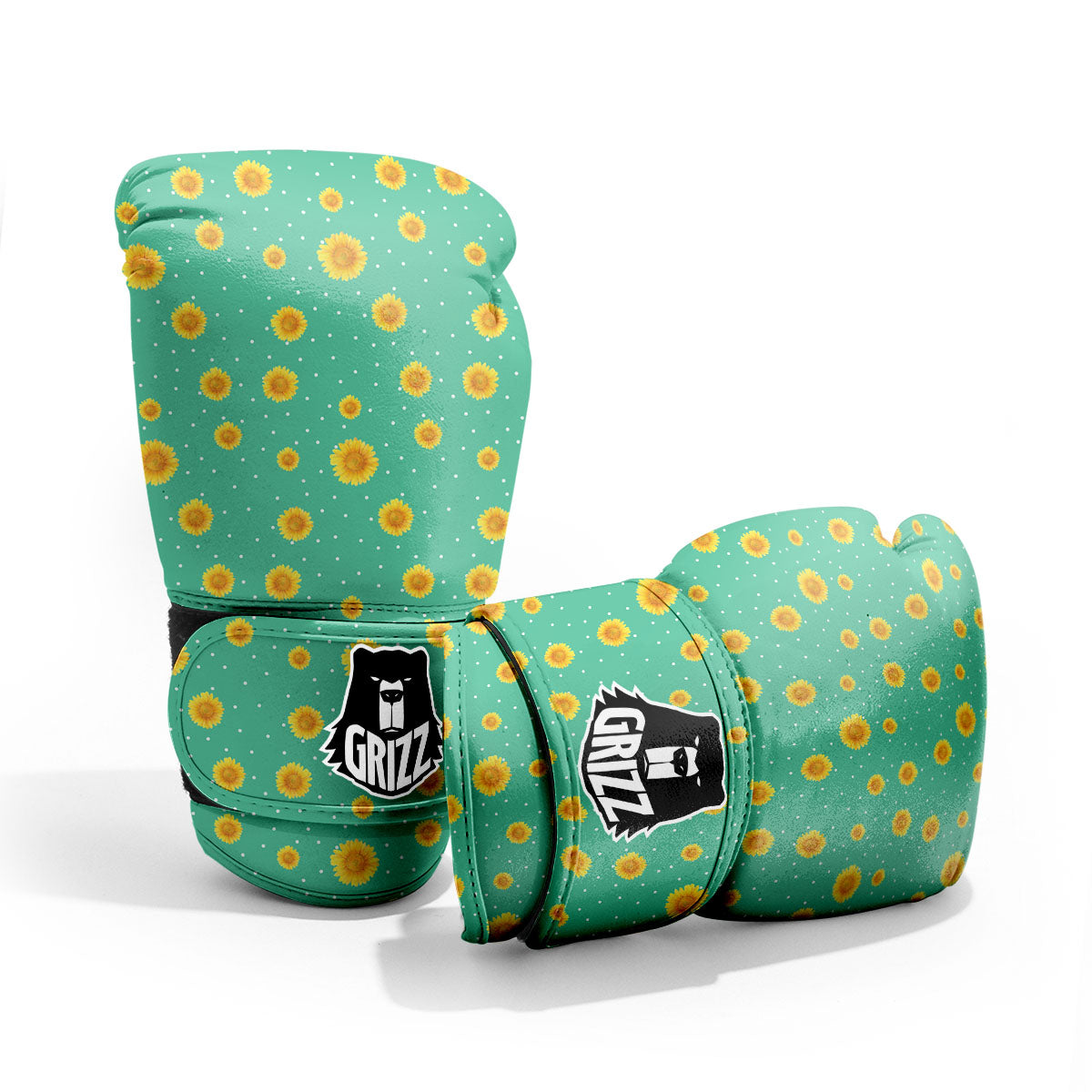 Polka Dot Sunflower Watercolor Print Pattern Pro Boxing Glove