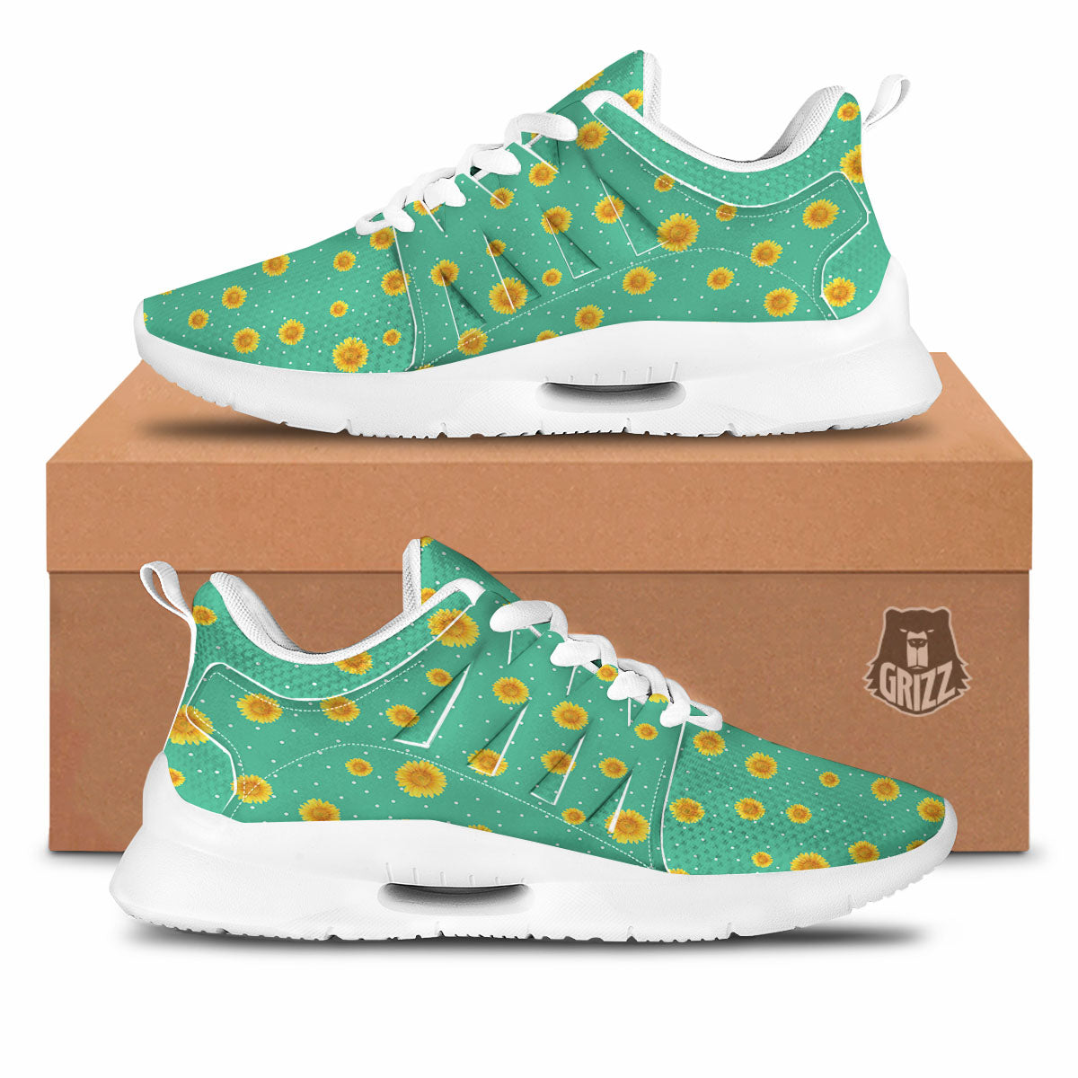 Polka Dot Sunflower Watercolor Print Pattern Tennis Shoes-grizzshop