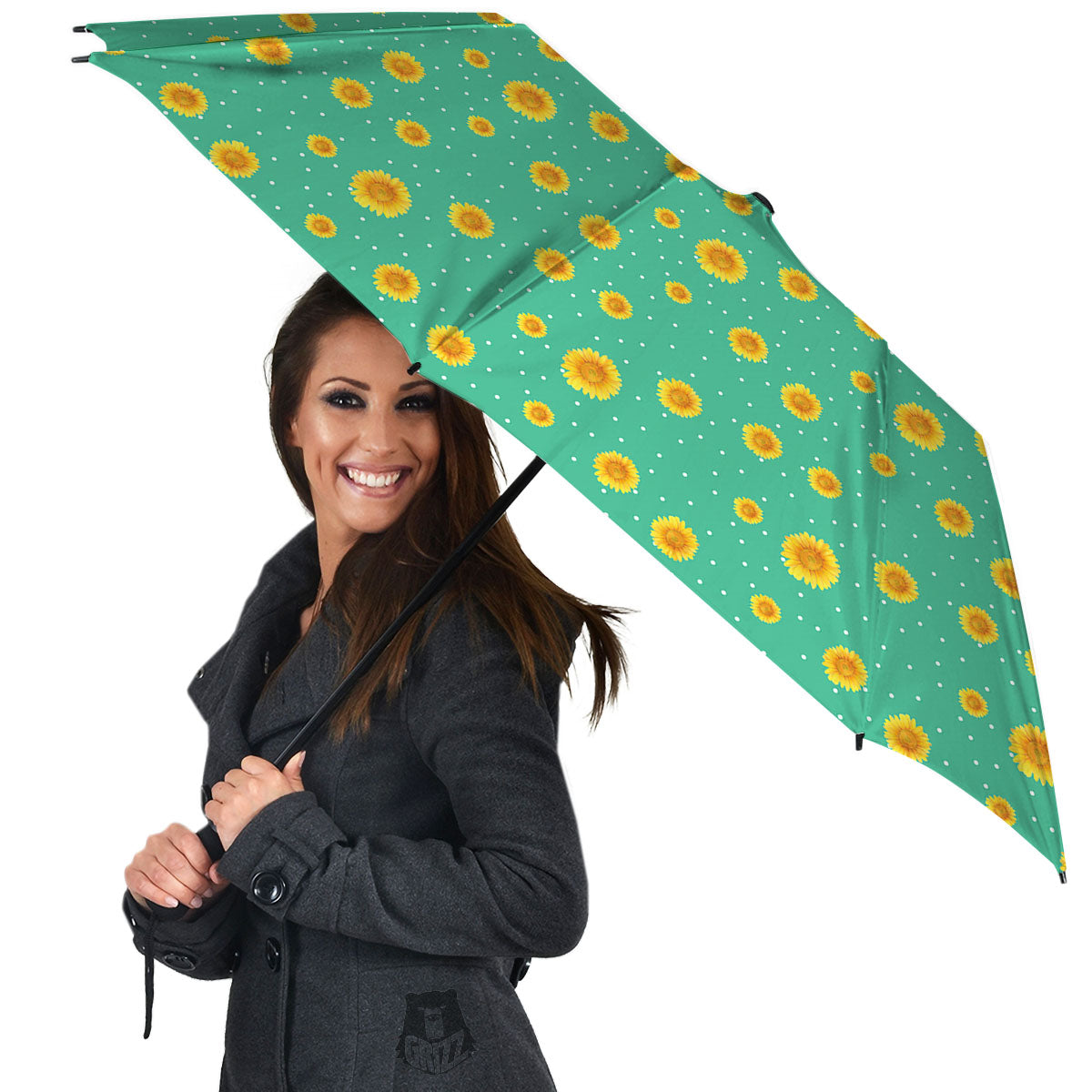 Polka Dot Sunflower Watercolor Print Pattern Umbrella-grizzshop