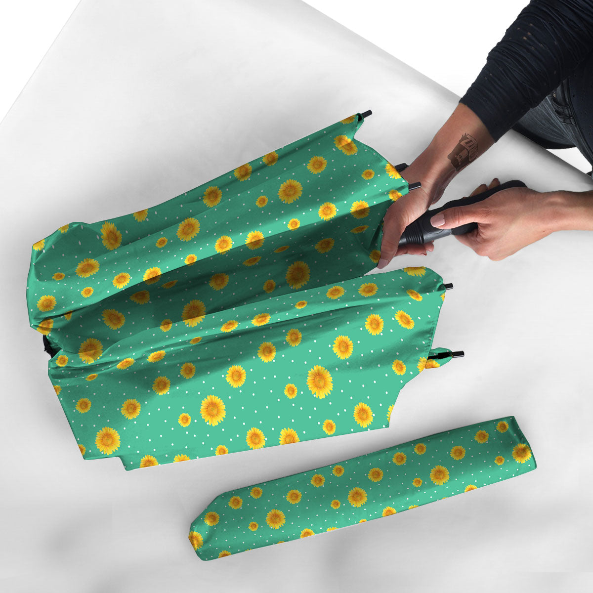 Polka Dot Sunflower Watercolor Print Pattern Umbrella-grizzshop