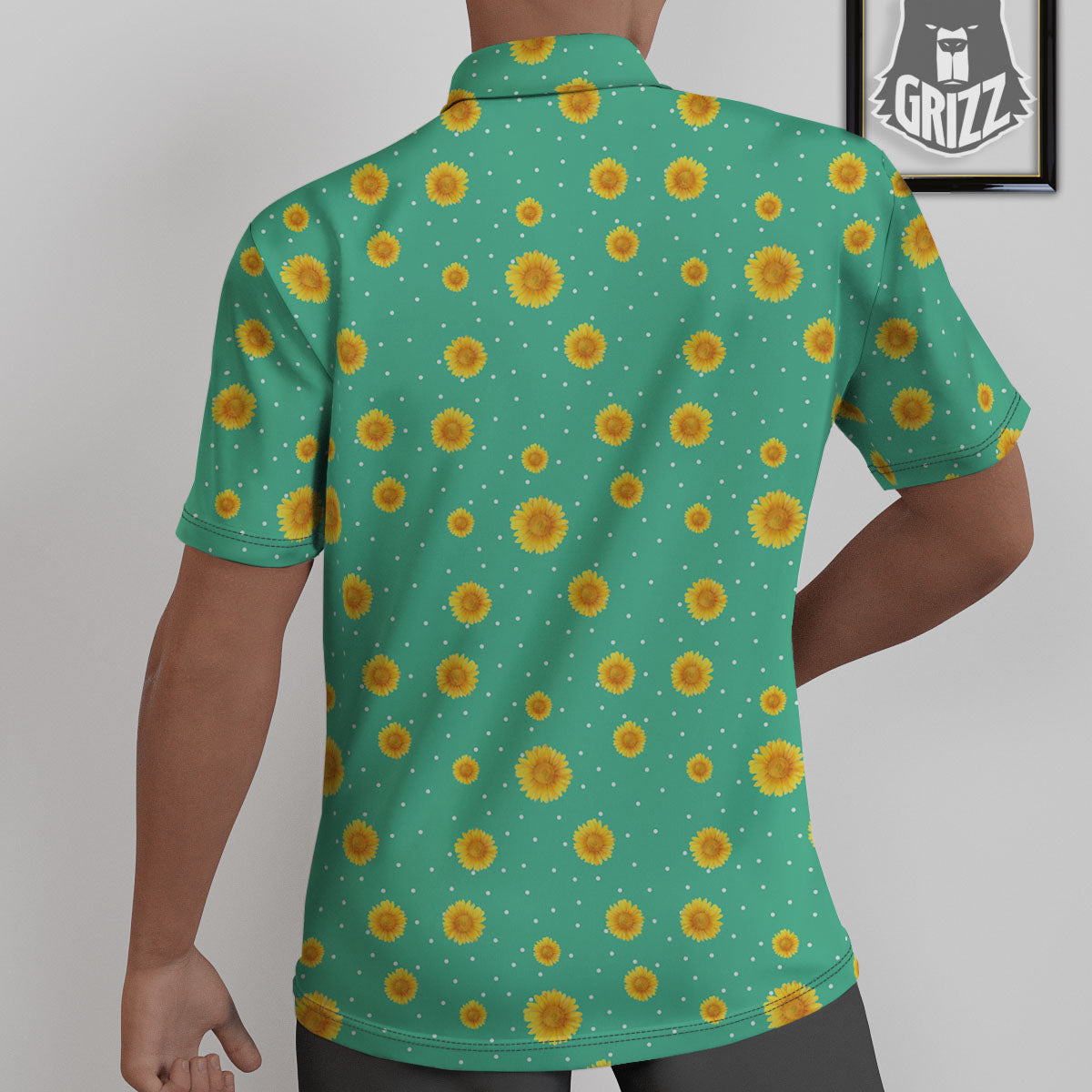 Polka Dot Sunflower Watercolor Print Pattern Untucked Shirts-grizzshop