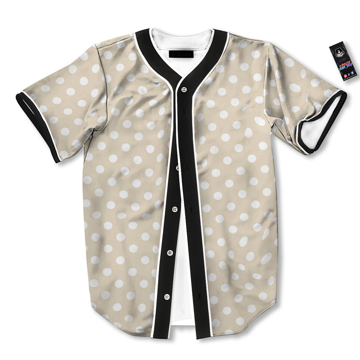 Polka Dot White And Beige Print Pattern Baseball Jersey-grizzshop