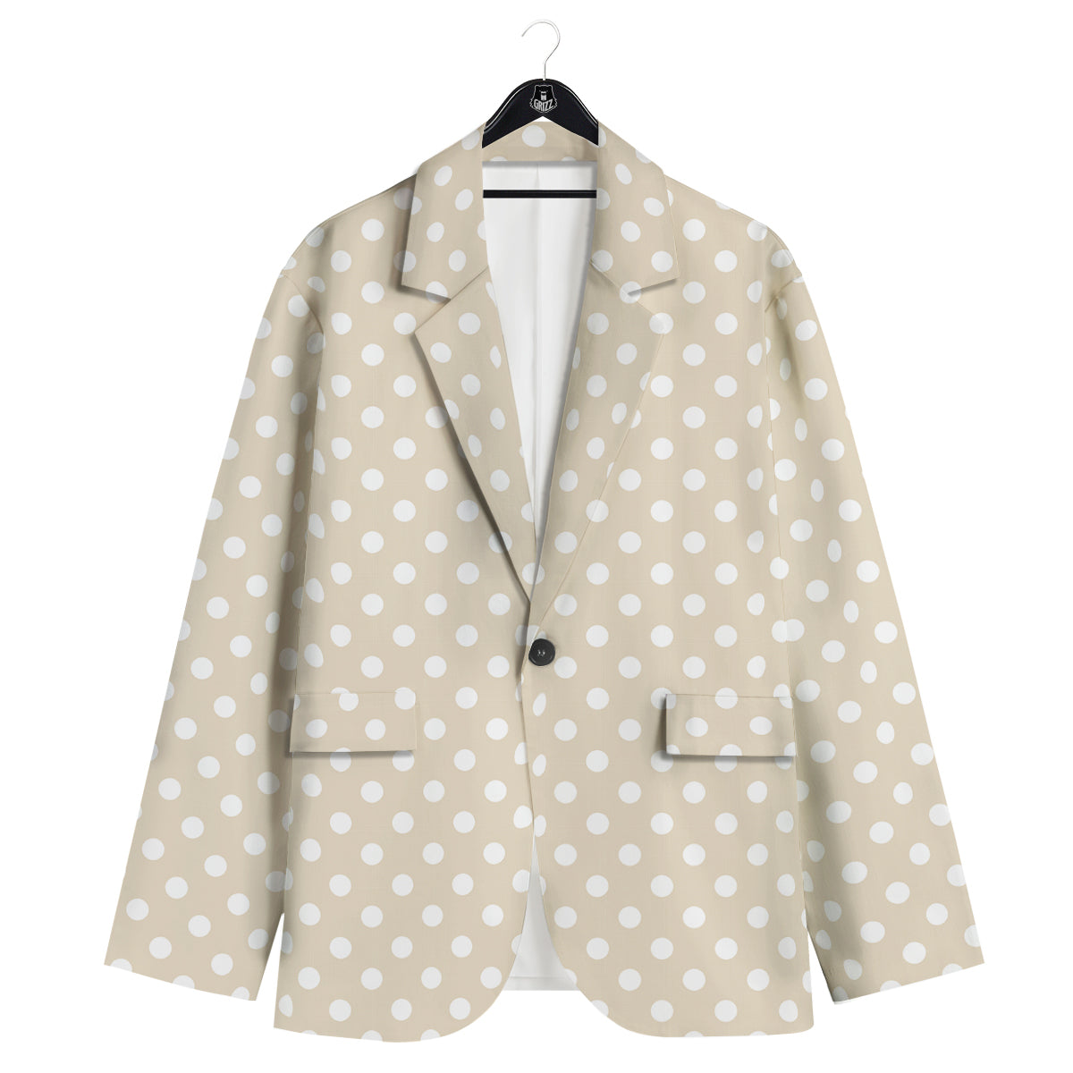 Polka Dot White And Beige Print Pattern Men's Sport Coat-grizzshop