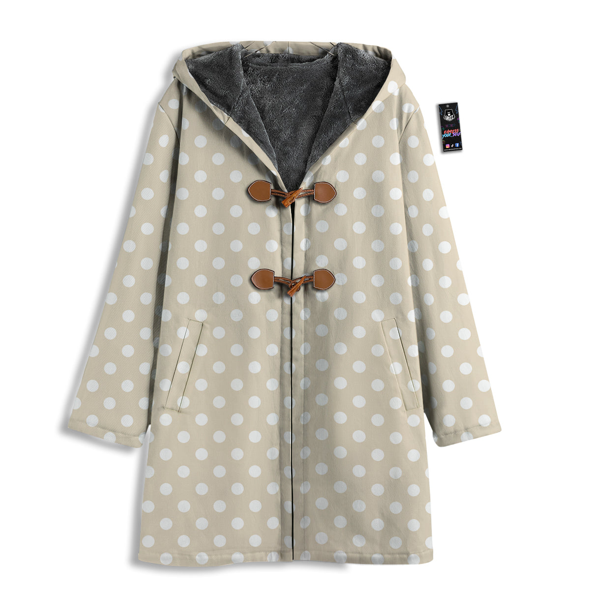 Polka Dot White And Beige Print Pattern Men's Windbreaker Jacket-grizzshop
