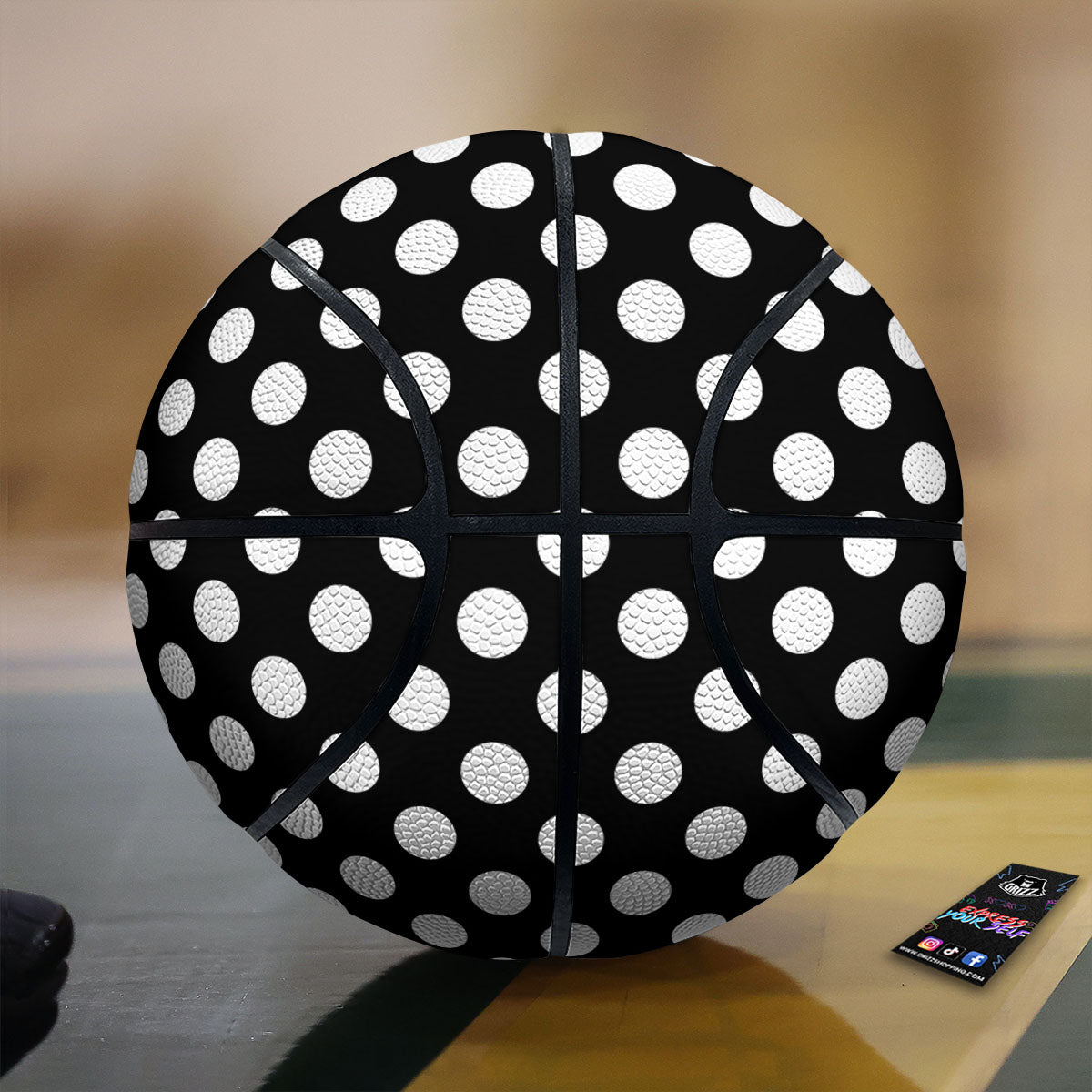 Polka Dot White And Black Print Pattern Basketball