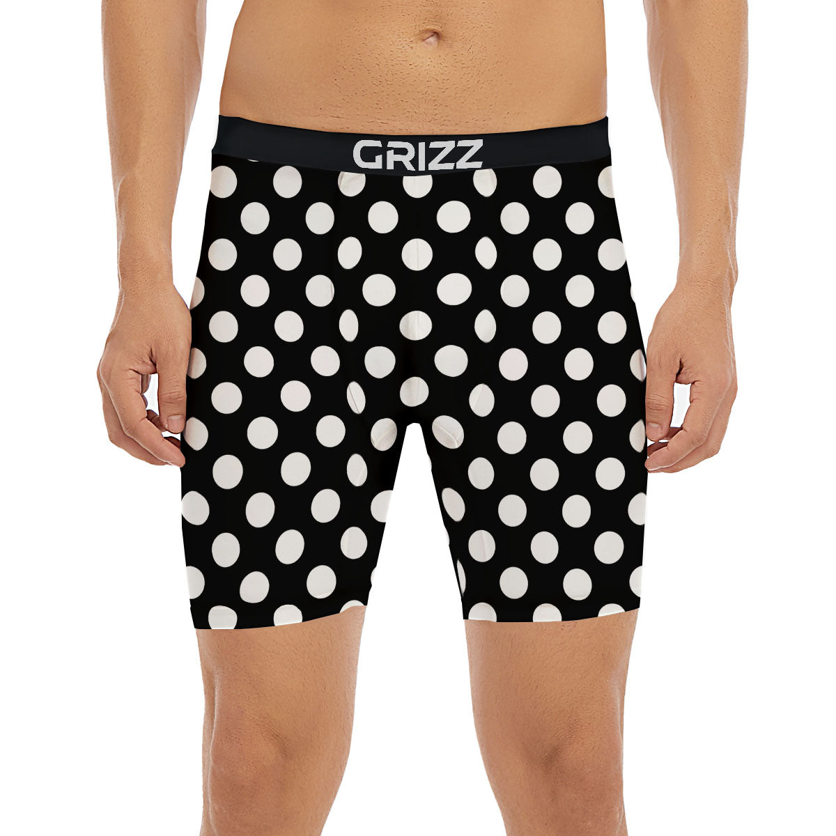 Polka Dot White And Black Print Pattern Boxer Briefs-grizzshop
