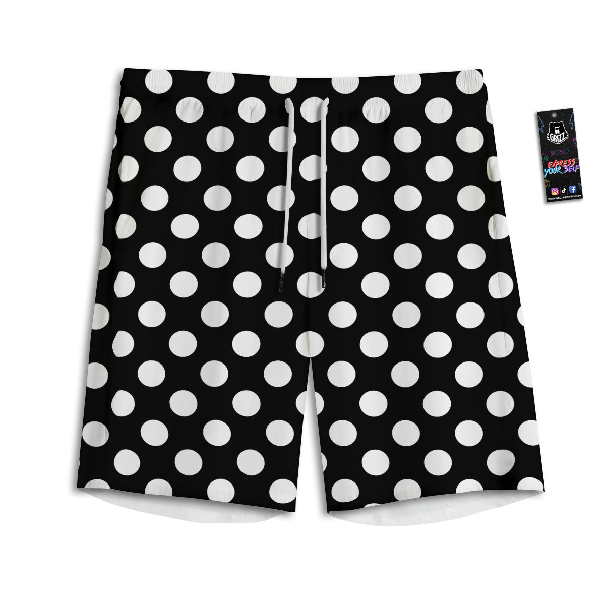 Polka Dot White And Black Print Pattern Men's Athletic Shorts