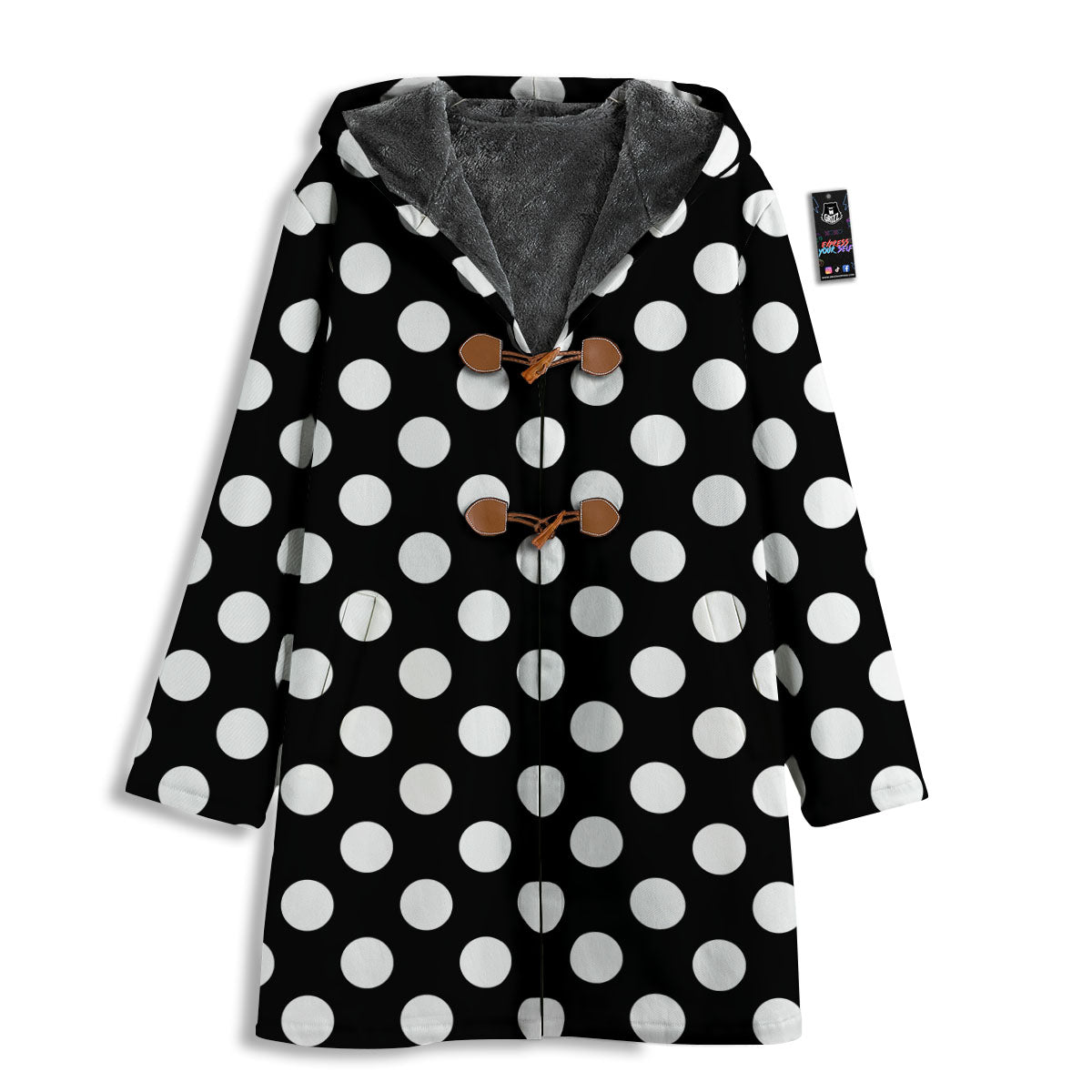 Polka Dot White And Black Print Pattern Men's Windbreaker Jacket-grizzshop