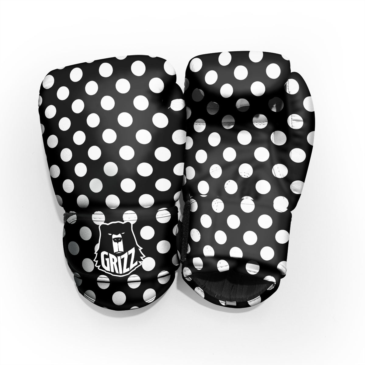 Polka Dot White And Black Print Pattern Pro Boxing Glove