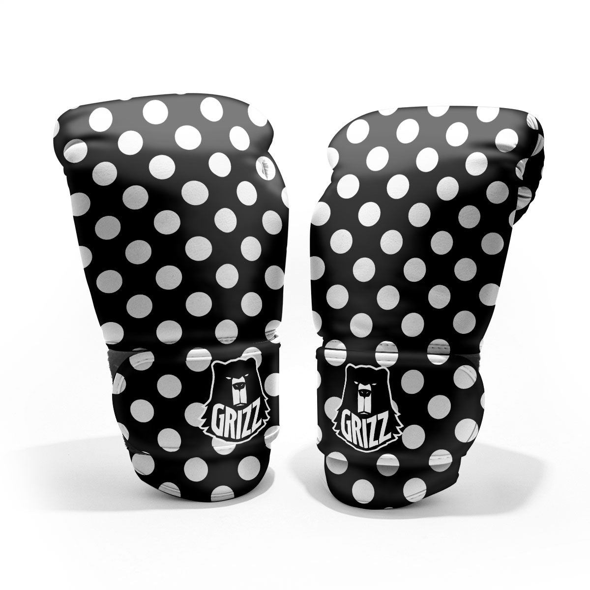 Polka Dot White And Black Print Pattern Pro Boxing Glove