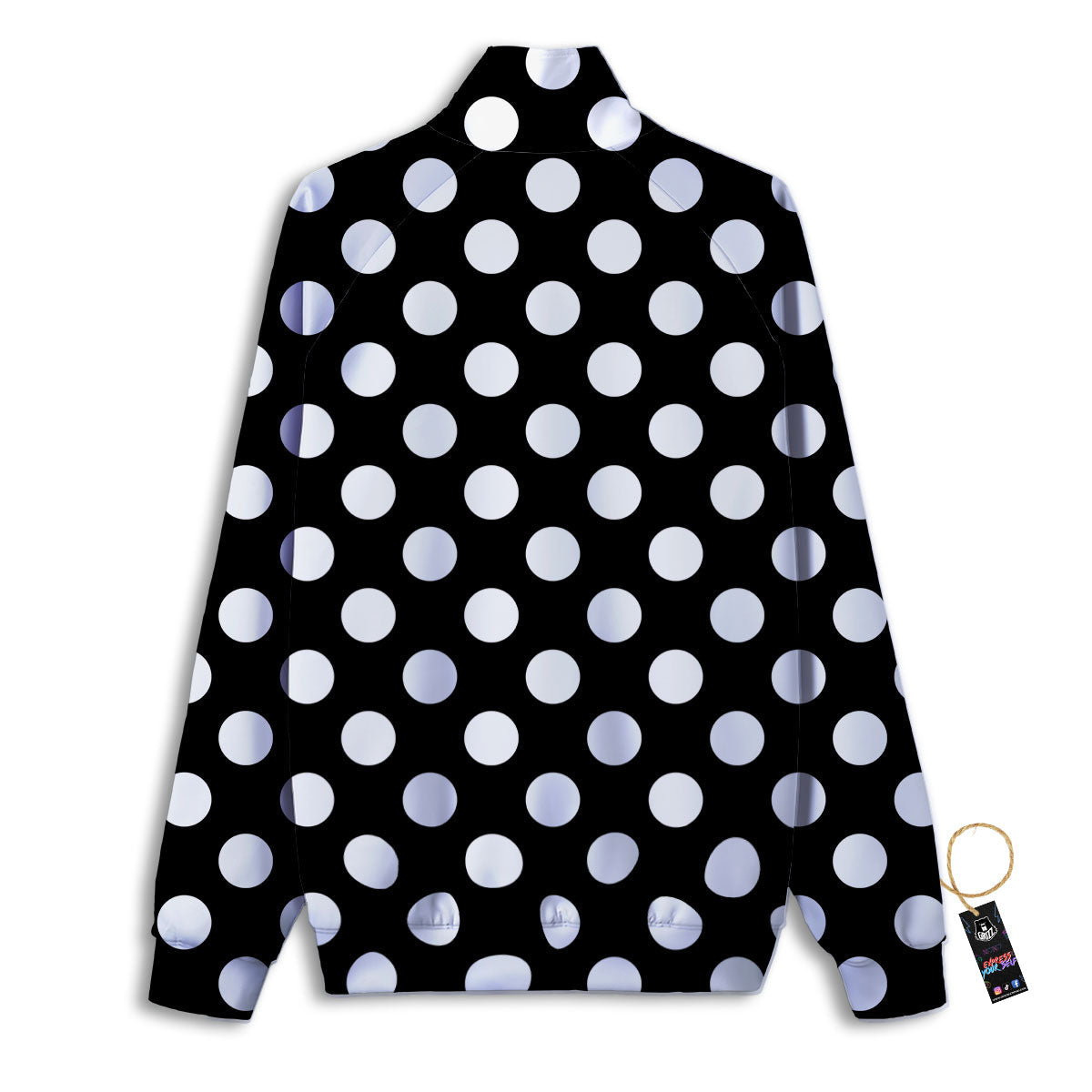 Polka Dot White And Black Print Pattern Track Jacket-grizzshop