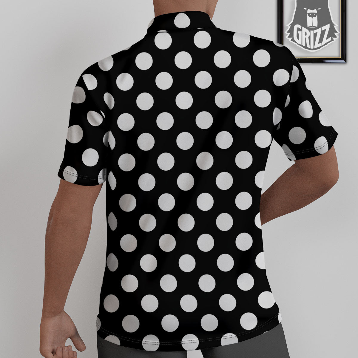 Polka Dot White And Black Print Pattern Untucked Shirts-grizzshop