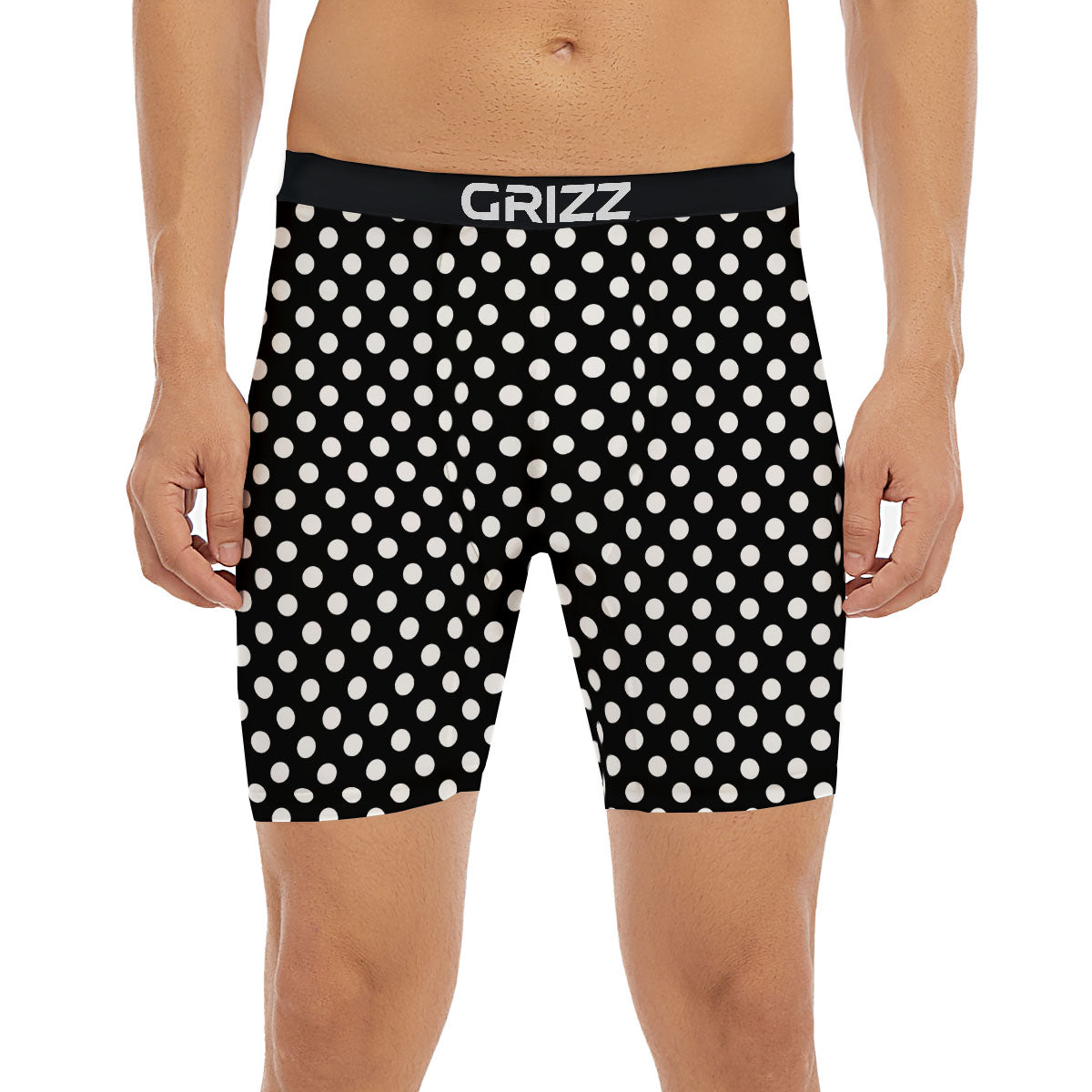 Polka Dot White And Black Style Print Pattern Boxer Briefs-grizzshop