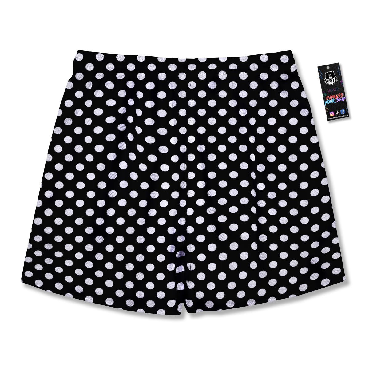Polka Dot White And Black Style Print Pattern Men's Running Shorts-grizzshop