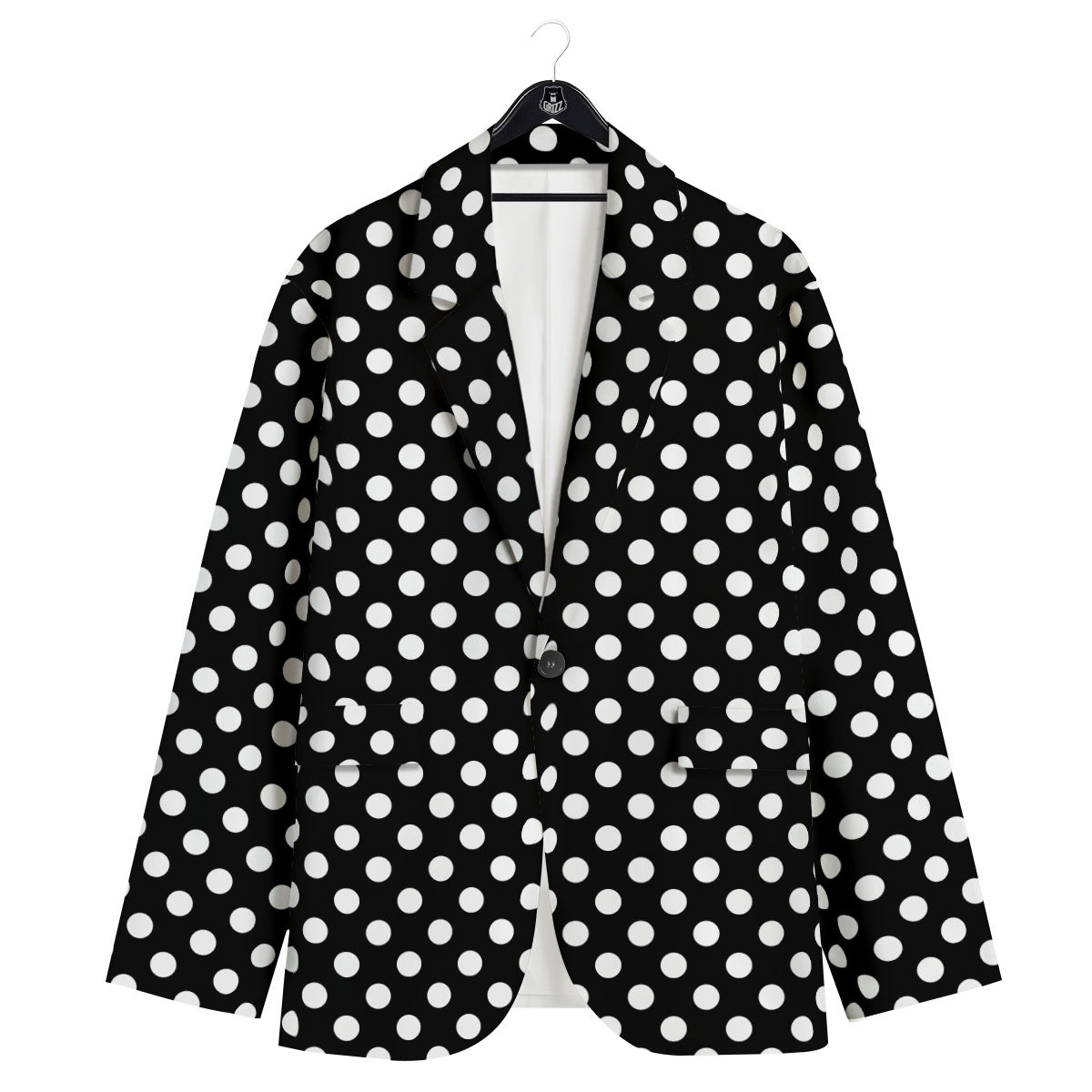 Polka Dot White And Black Style Print Pattern Men's Sport Coat-grizzshop