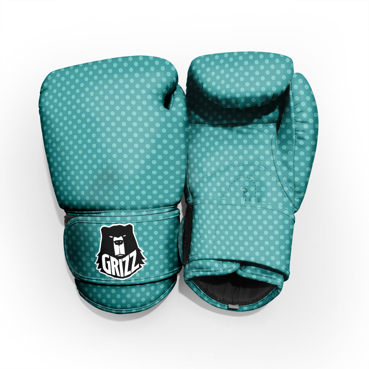 Polka Dot White And Cyan Print Pattern Pro Boxing Glove