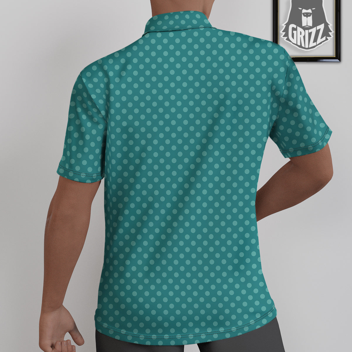 Polka Dot White And Cyan Print Pattern Untucked Shirts-grizzshop