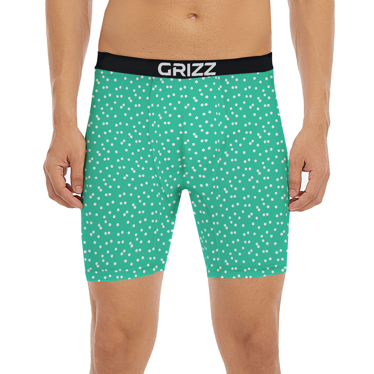 Polka Dot White And Green Print Pattern Boxer Briefs-grizzshop