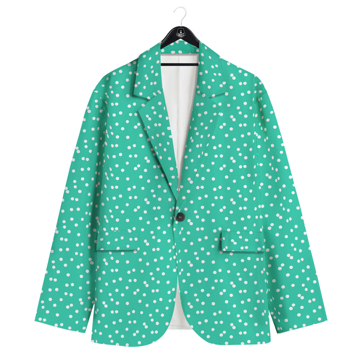 Polka Dot White And Green Print Pattern Men's Sport Coat-grizzshop